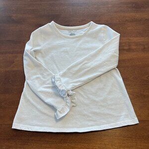 Rachel Zoe girls medium (7-8) white tee with gold dots and ruffles at cuffs